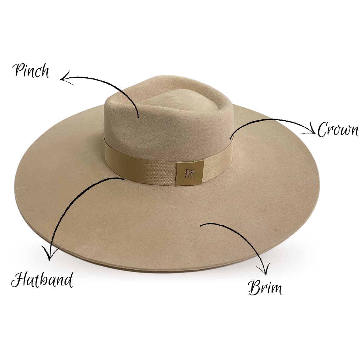Colorado Wide Brim Felt Hat Beige - Bridal Hats
